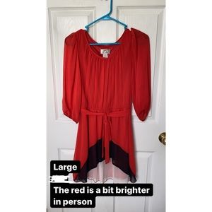 Red and navy dress